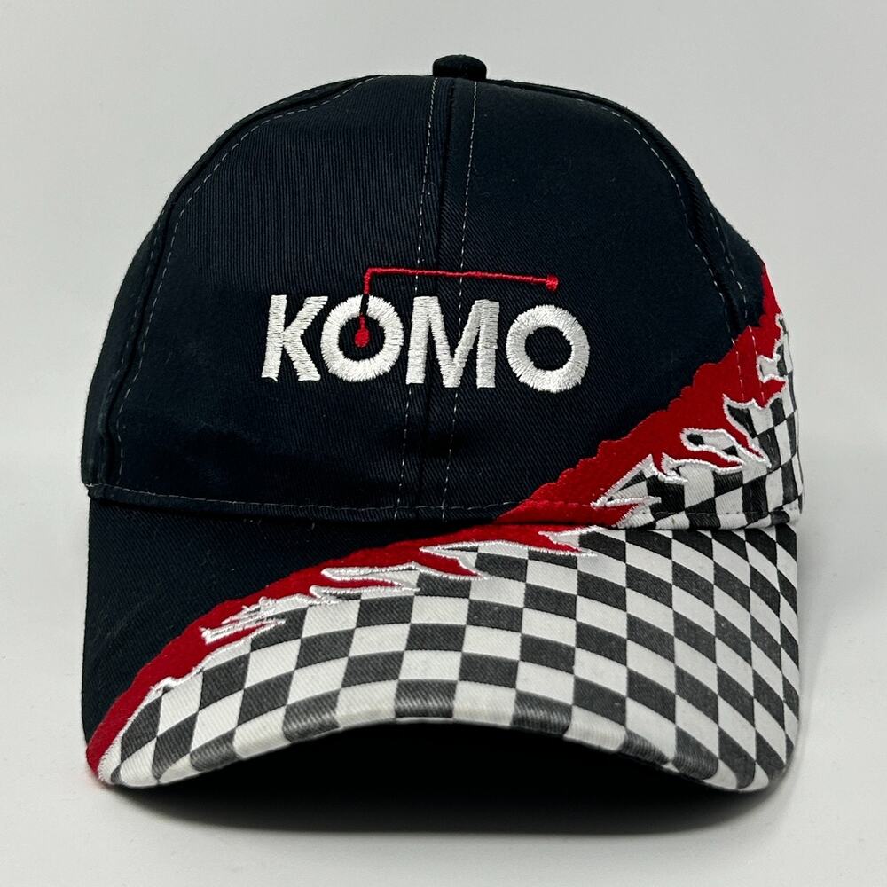 Vintage 90s Komo Machine Inc Hat Baseball Cap Machinist 6 Panel Strapback Black